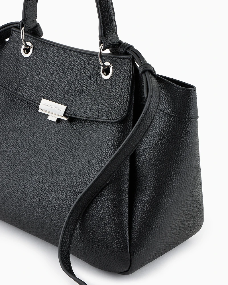Handbag with flap and metal details