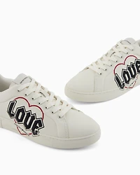 Emporio Armani - Valentine’s Day capsule collection leather sneakers, Woman, White, Size: