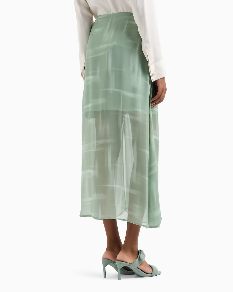 Draped Chiffon Midi Skirt
