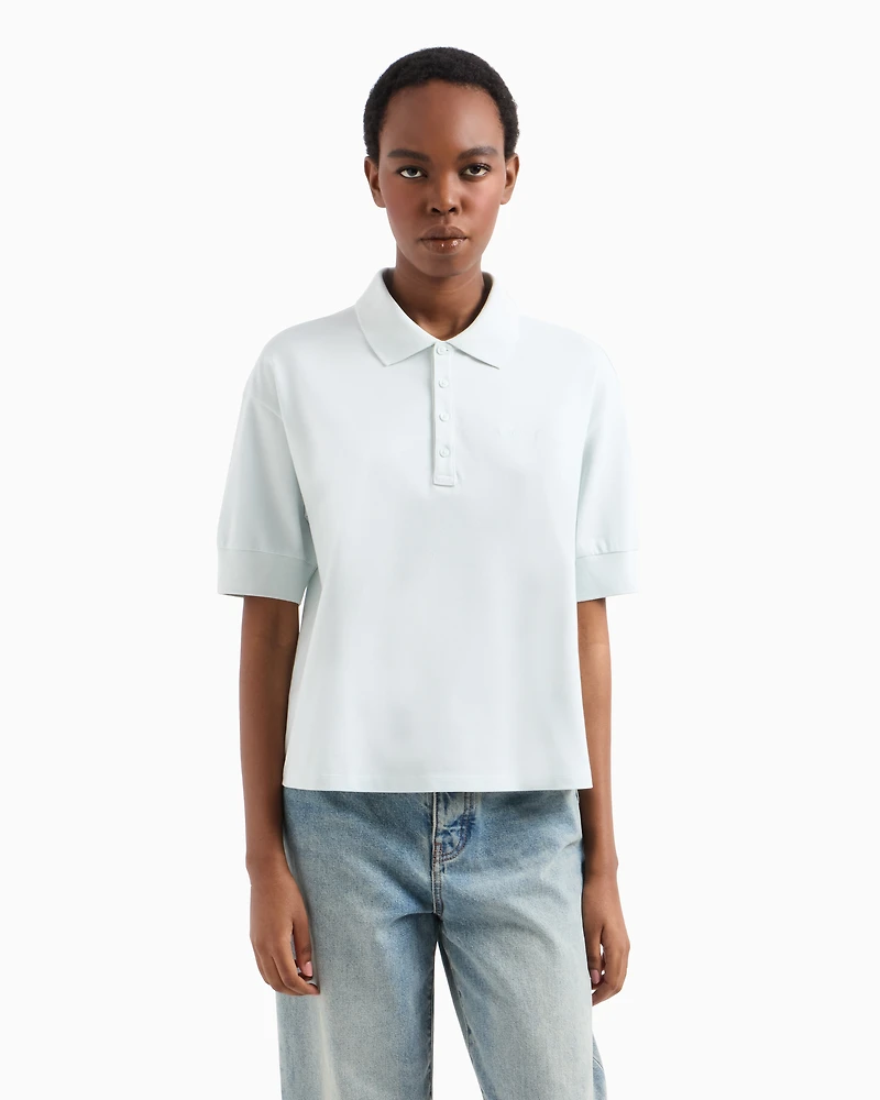 Stretch pique polo shirt with logo