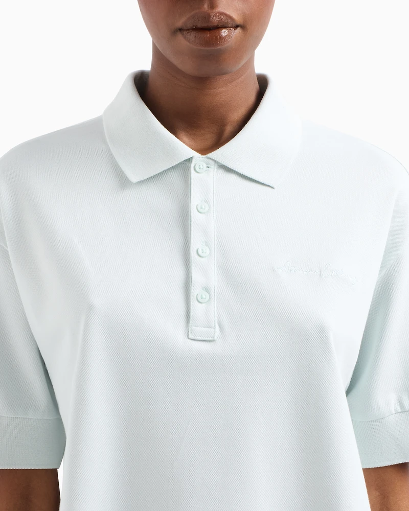 Stretch pique polo shirt with logo