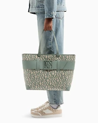 Shopper bag with allover contrasting logo