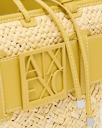 Straw shopper bag with logo band