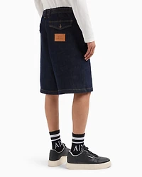 Stretch denim Bermuda shorts