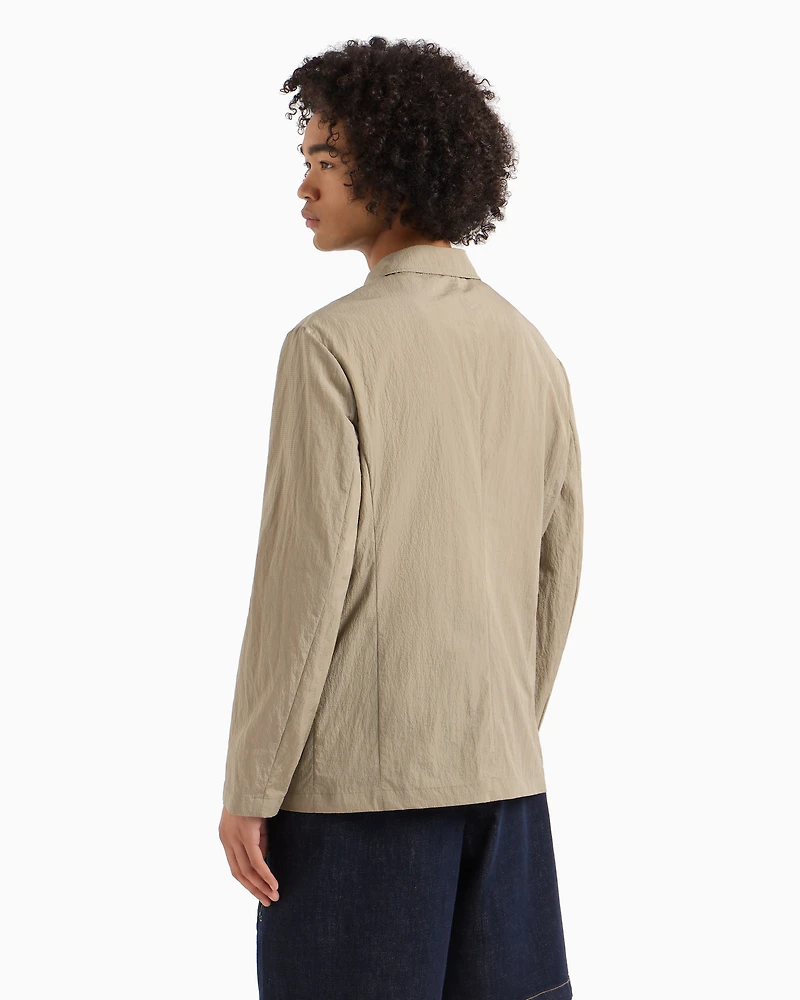 Nylon seersucker jacket zip pocket