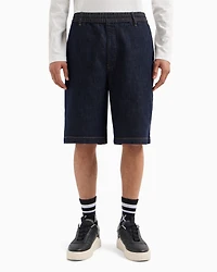 Stretch denim Bermuda shorts