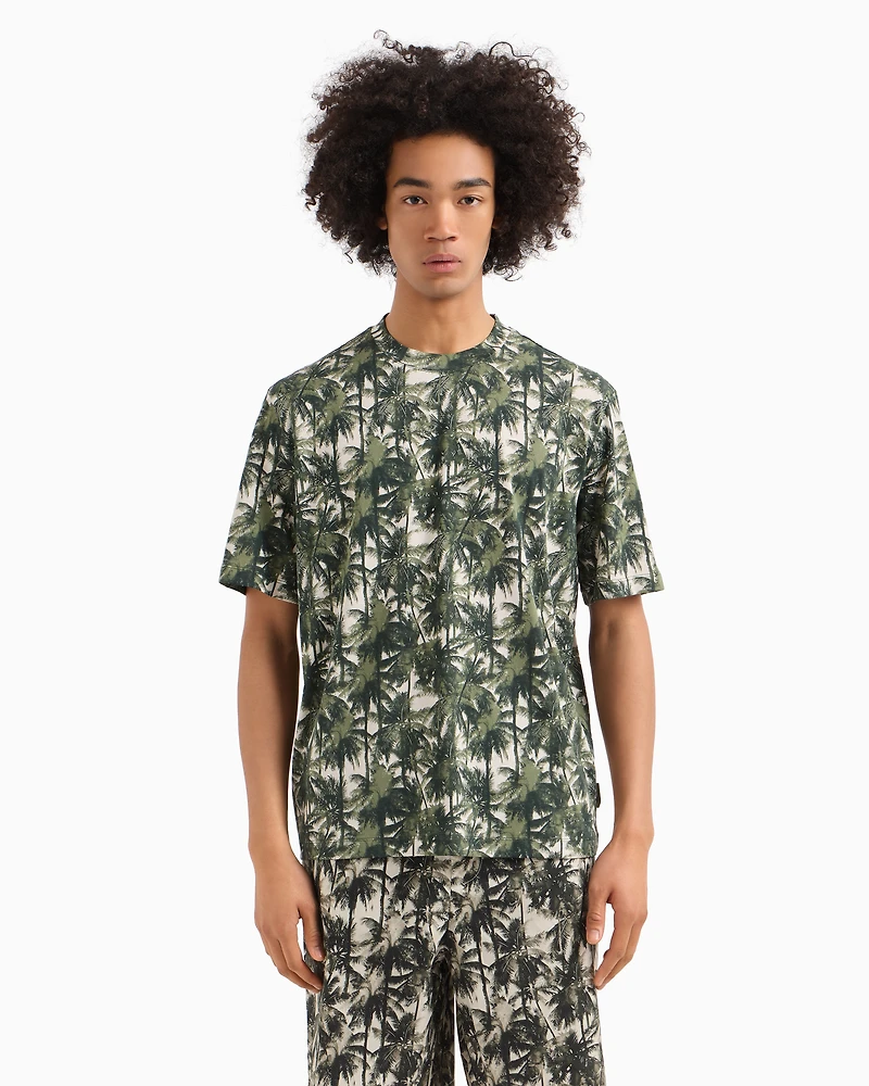 Regular fit palm tree patterned t-shirt