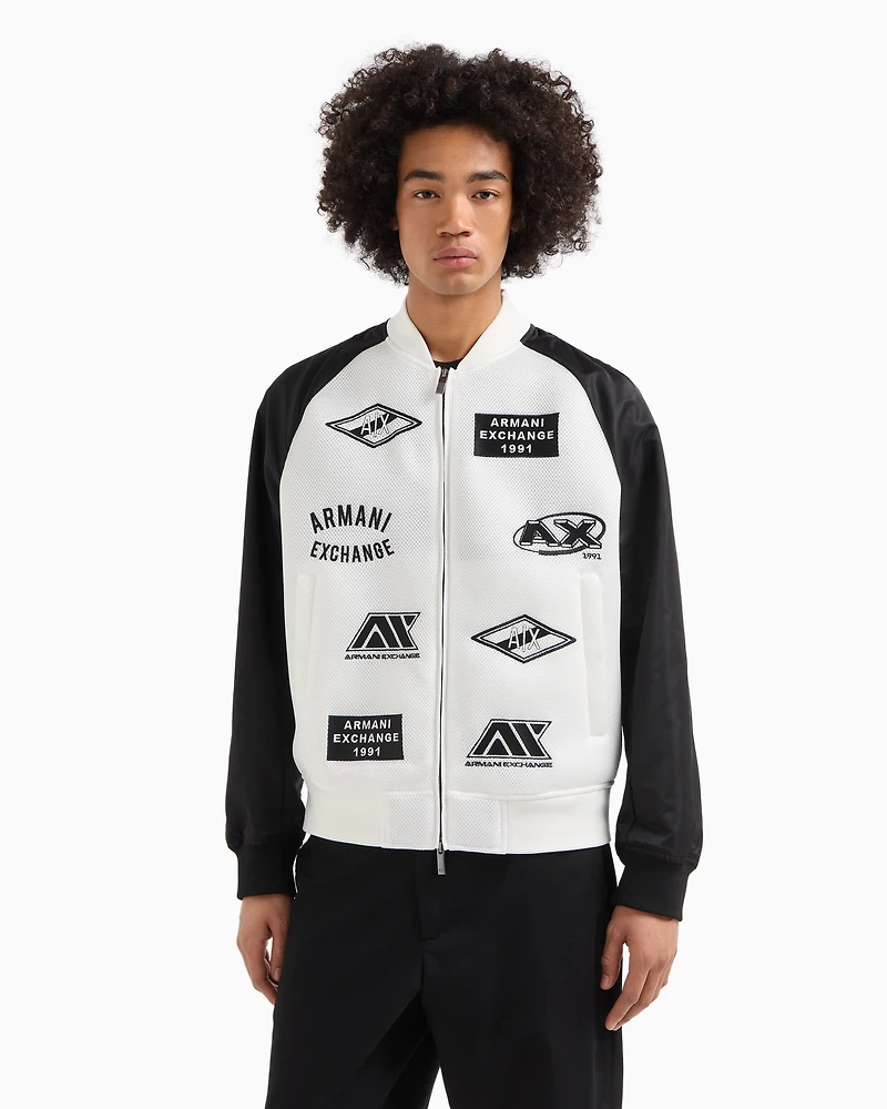 Bomber jacket with logo patches