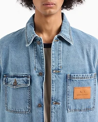 Denim jacket with logo patch