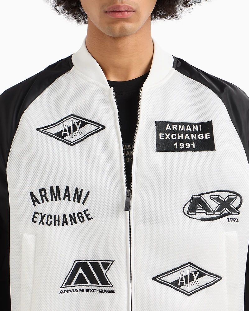 Bomber jacket with logo patches