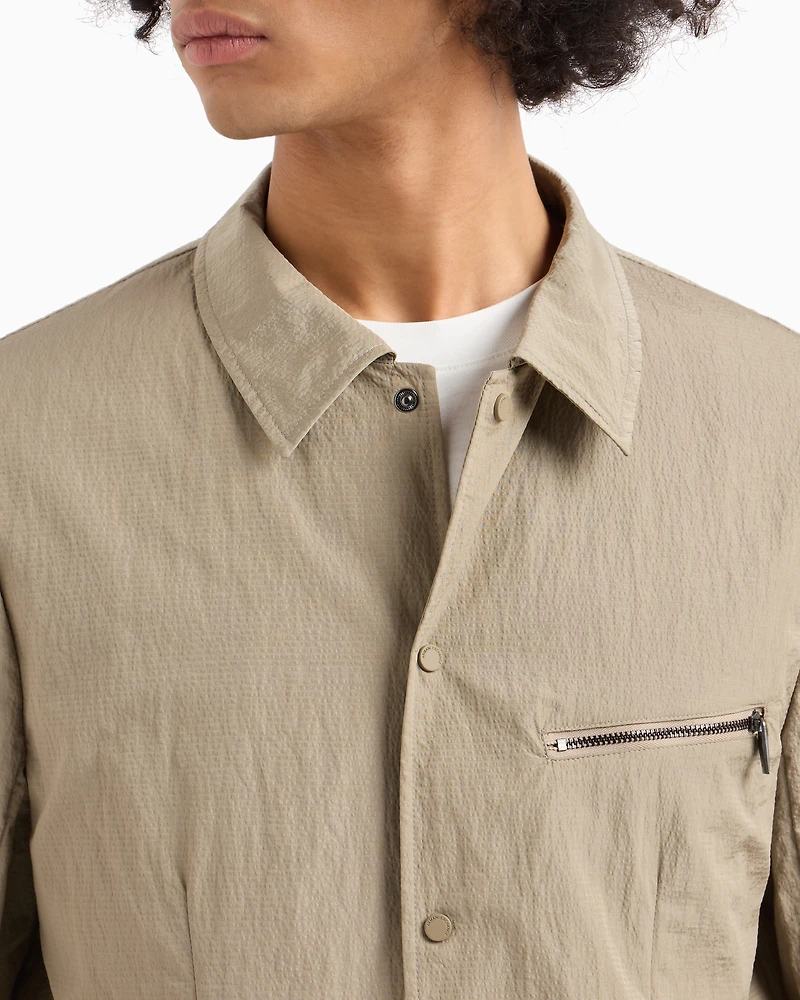 Nylon seersucker jacket zip pocket