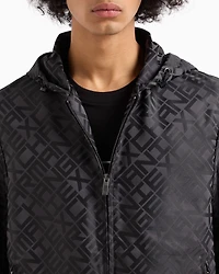 Hooded jacket fabric with logo