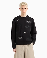 Crewneck sweatshirt with patches and logos