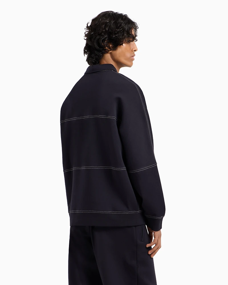 Bonded stretch polo sweatshirt