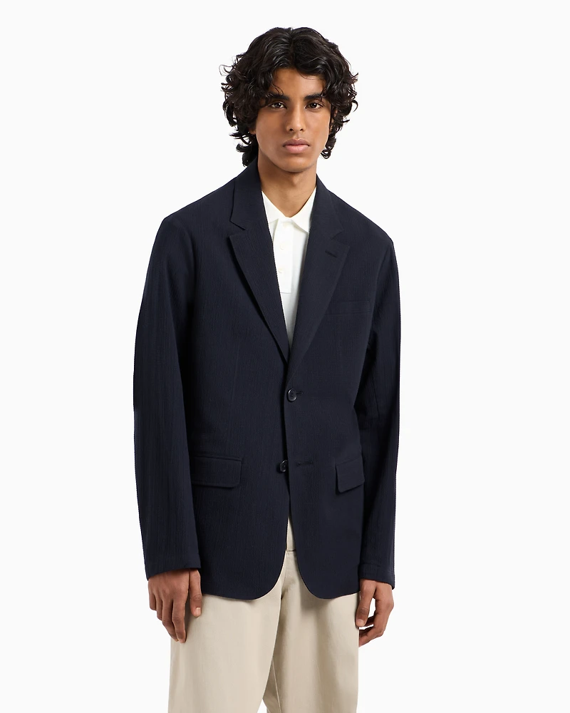 Single-breasted stretch cotton jacket