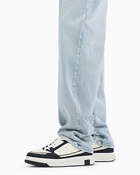 J88 relaxed straight jeans stone washed cotton denim