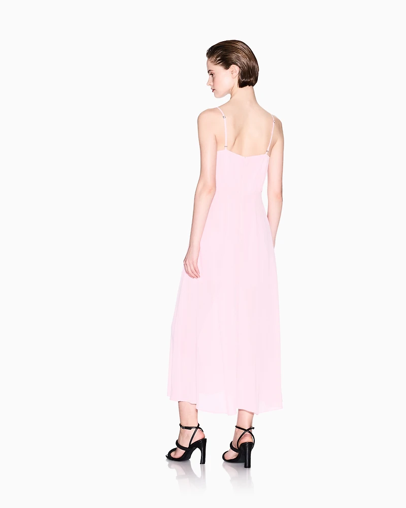 Long dress with slit crepe