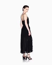 Long dress with slit crepe