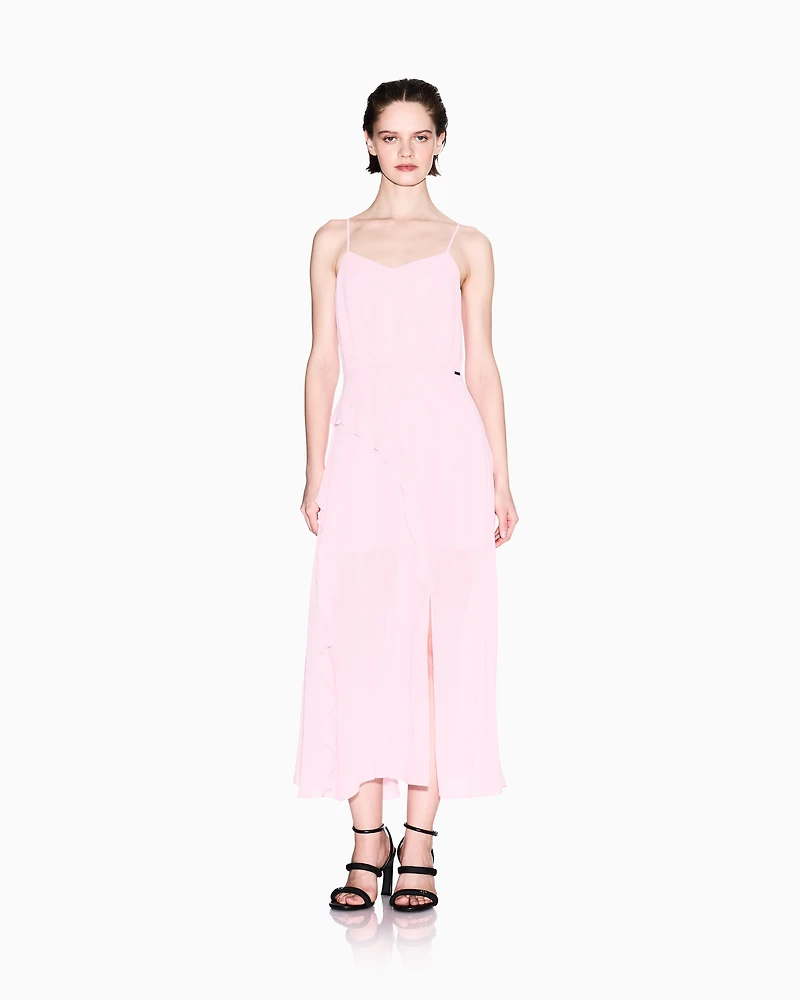 Long dress with slit crepe