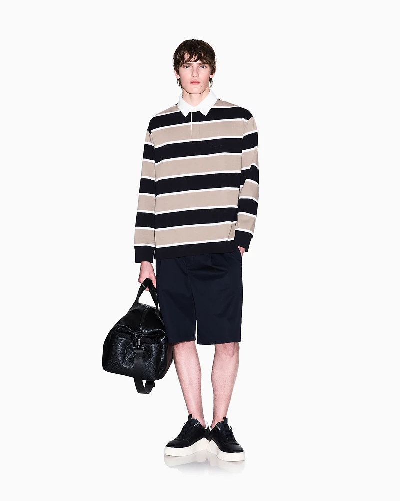 Loose fit polo with maxi stripes