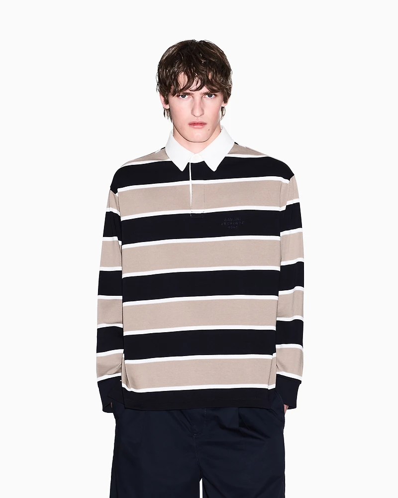 Loose fit polo with maxi stripes
