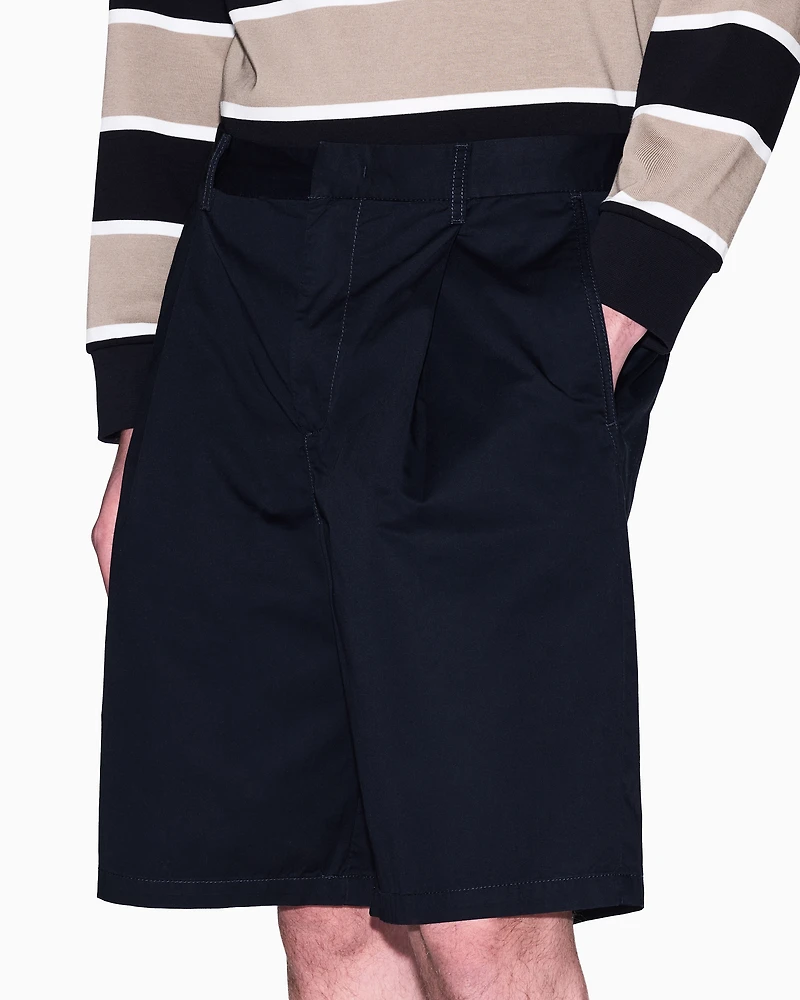 Bermuda shorts with pleats cotton twill