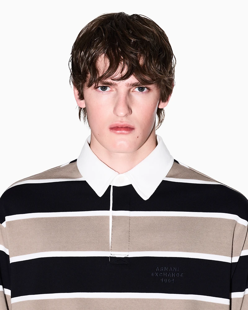 Loose fit polo with maxi stripes