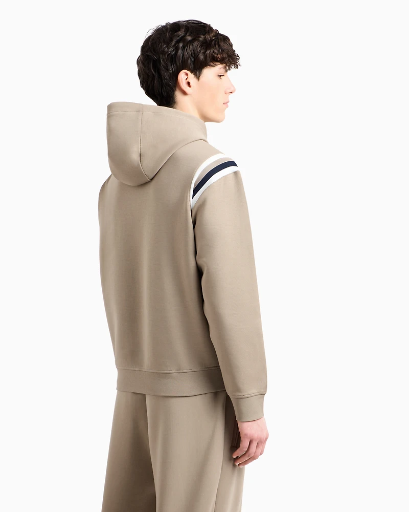 Cotton blend sweatshirt with stripes on the shoulders