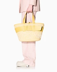 Straw shopper bag with logo band