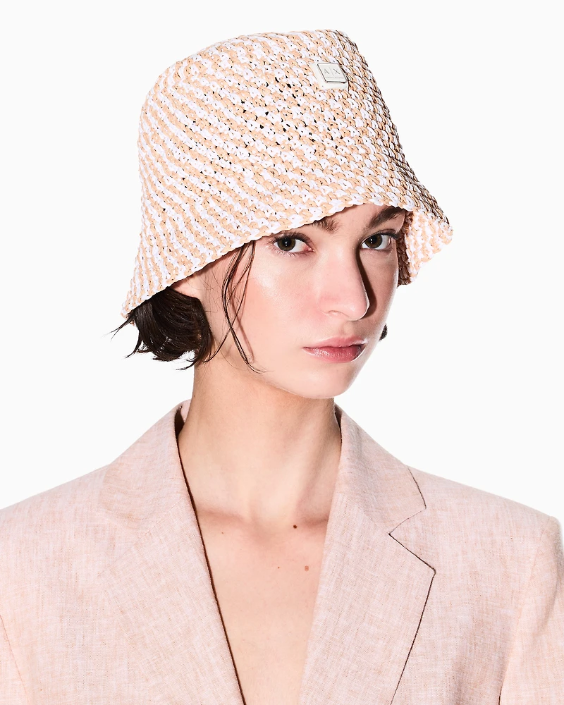Striped Straw Bucket Hat