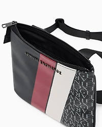 Monogram and Stripe Flat Shoulder Bag