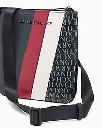 Monogram and Stripe Flat Shoulder Bag