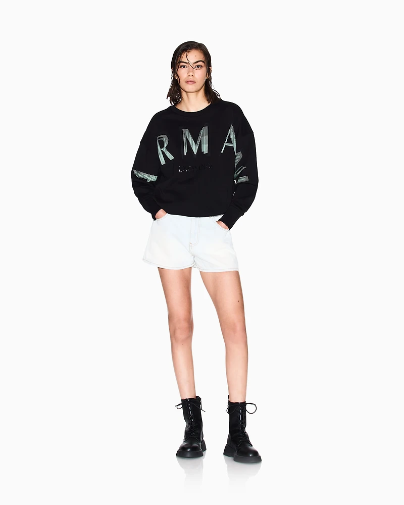 Oversized sweater with optical effect logo