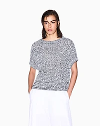 Perforated bouclé fabric sweater
