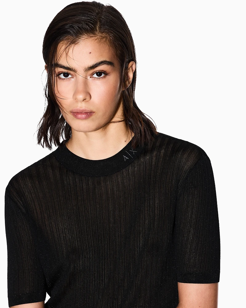 Lurex yarn sweater with logo