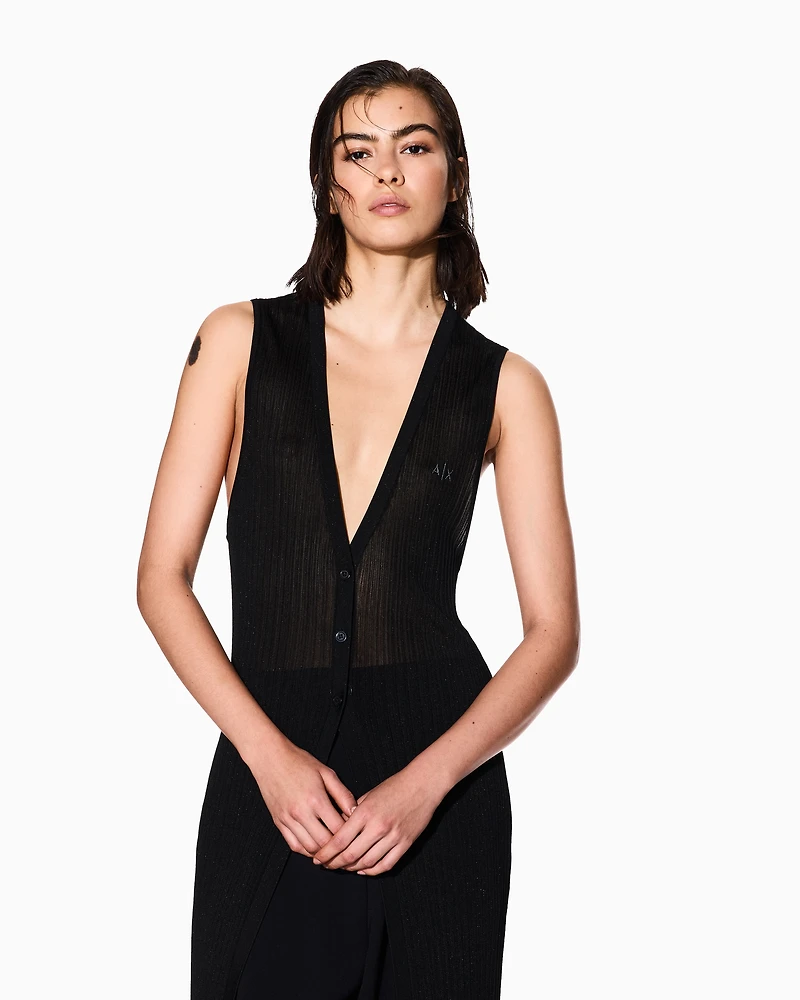 Long vest lurex knit