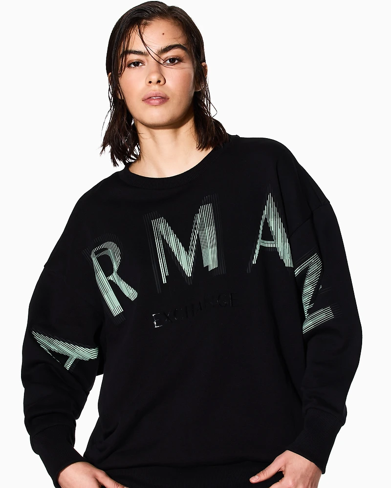 Oversized sweater with optical effect logo