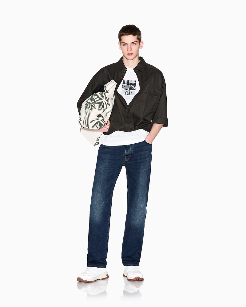 J88 relaxed straight jeans stone washed cotton denim