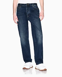 J88 relaxed straight jeans stone washed cotton denim