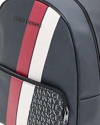 Backpack with monogram and stripes