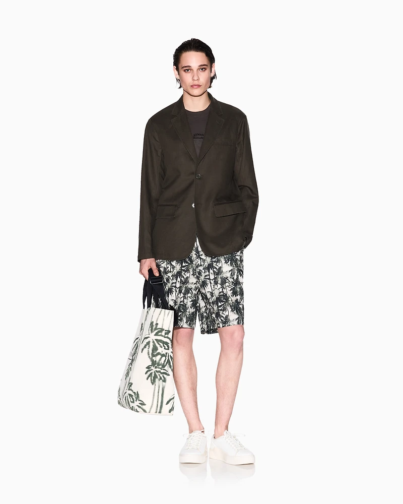 Single-breasted jacket linen and lyocell