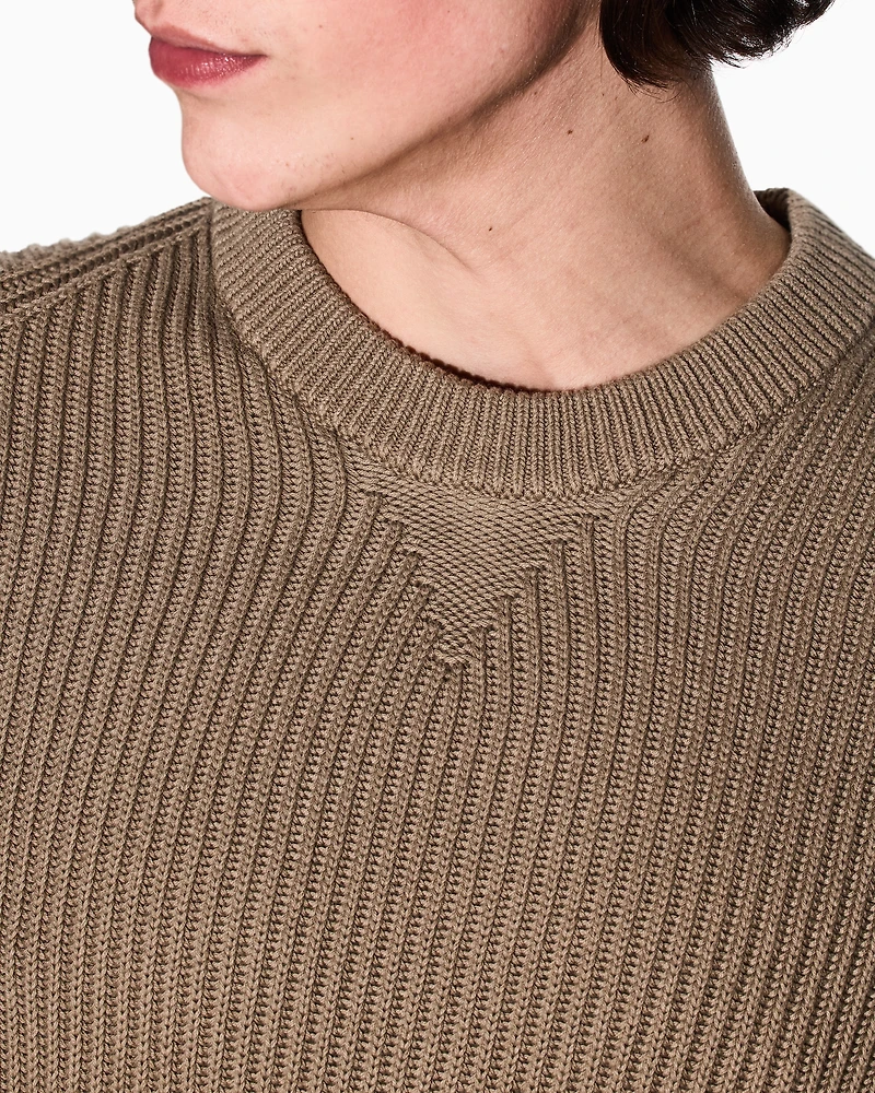 Ribbed cotton crew neck sweater