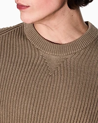 Ribbed cotton crew neck sweater