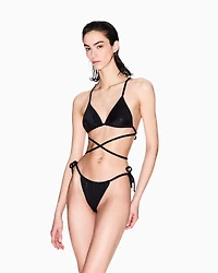 Fabric bikini bottoms with allover logo