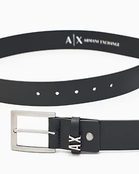 Leather belt with logo