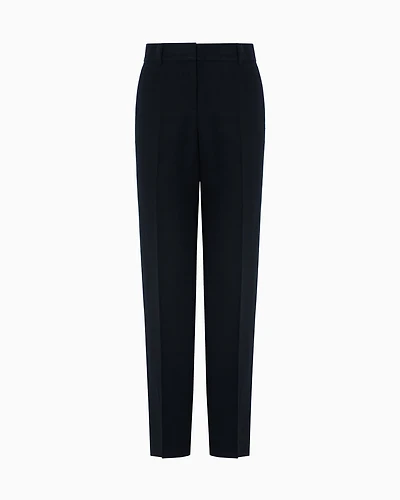 Emporio Armani - Linen-blend trousers with pleats, Woman, Black, Size: