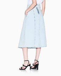 Denim pleated longuette skirt