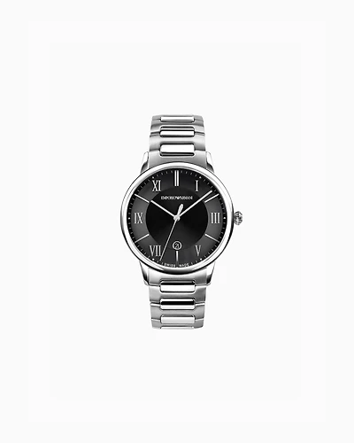 Emporio Armani - Swiss Made Three-Hand Date Stainless Steel Watch, Man, Multicoloured, Size: TU