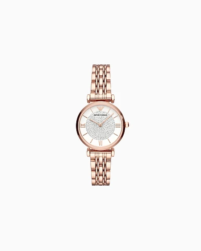 Emporio Armani - Women's Two-Hand Rose Gold-Tone Stainless Steel Watch, Woman, Multicoloured, Size: TU