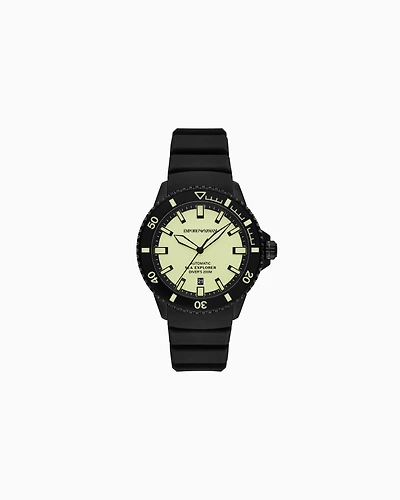 Emporio Armani -  Sea Explorer Automatic Black Silicone Watch, Man, Multicoloured, Size: TU